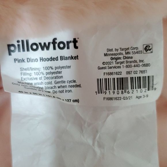 Dinosaur Hooded Blanket Pink - Pillowfort - Picture 6 of 9